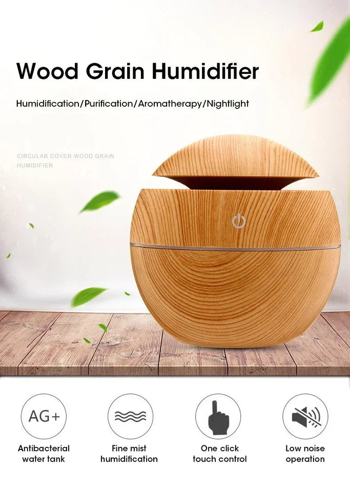 Mini Imitation Wood Sonic Humidifier USB Aromatherapy Essential Oil Diffuser Home Air Humidifier Desktop Woodgrain Humidifier Aimak Store