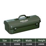 DELIXI Thicked Iron Tool Box Multi-functional Hard Case Industrial Tools Storage Box Household Car Hand-held Steel Storage Box Aimak Store