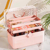 Art Craft Organizer Storage Box with 3 Layers Plastic Tool Box with Handle for Sewing Cosmetic Storage Box Portable Medicine Box Aimak Store