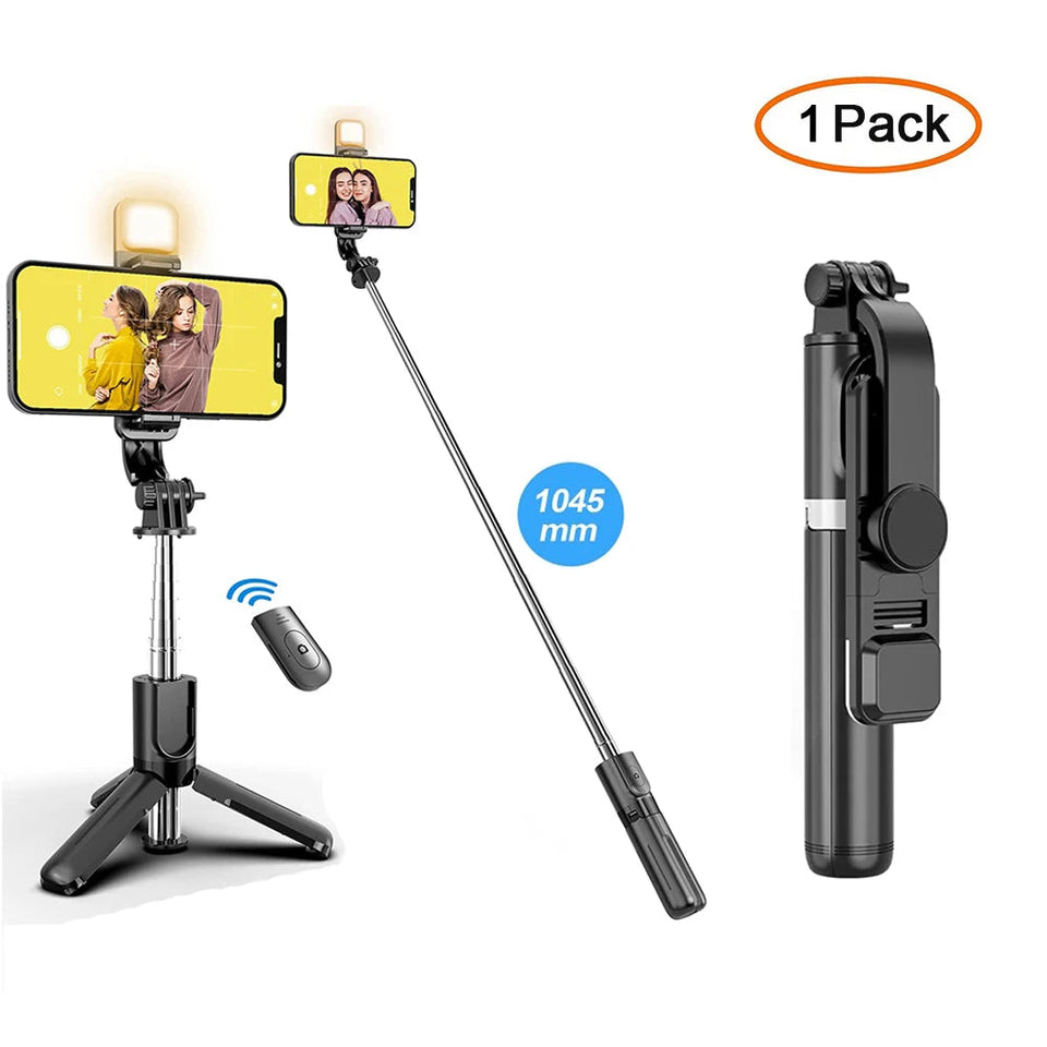 Wireless Bluetooth Selfie Stick Foldable Portable Tripod with Fill Light Shutter Remote Control for Android iPhone Smartphone Aimak Store
