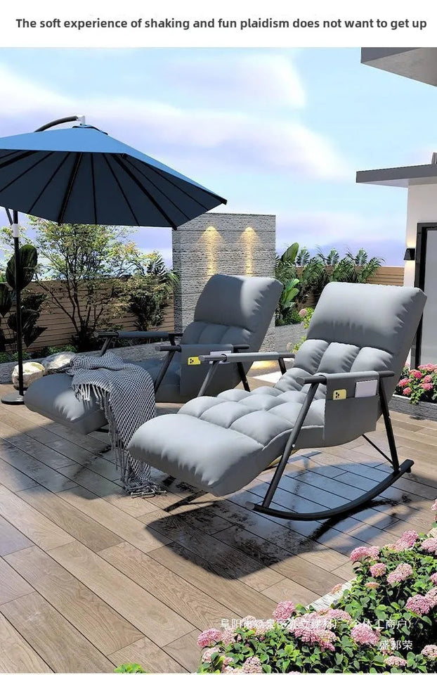 Modern Folding Rocking Chair for Adults Luxury Lite Recliner with Adjustable Backrest Balcony Lounges, Living Rooms Relaxation Aimak Store