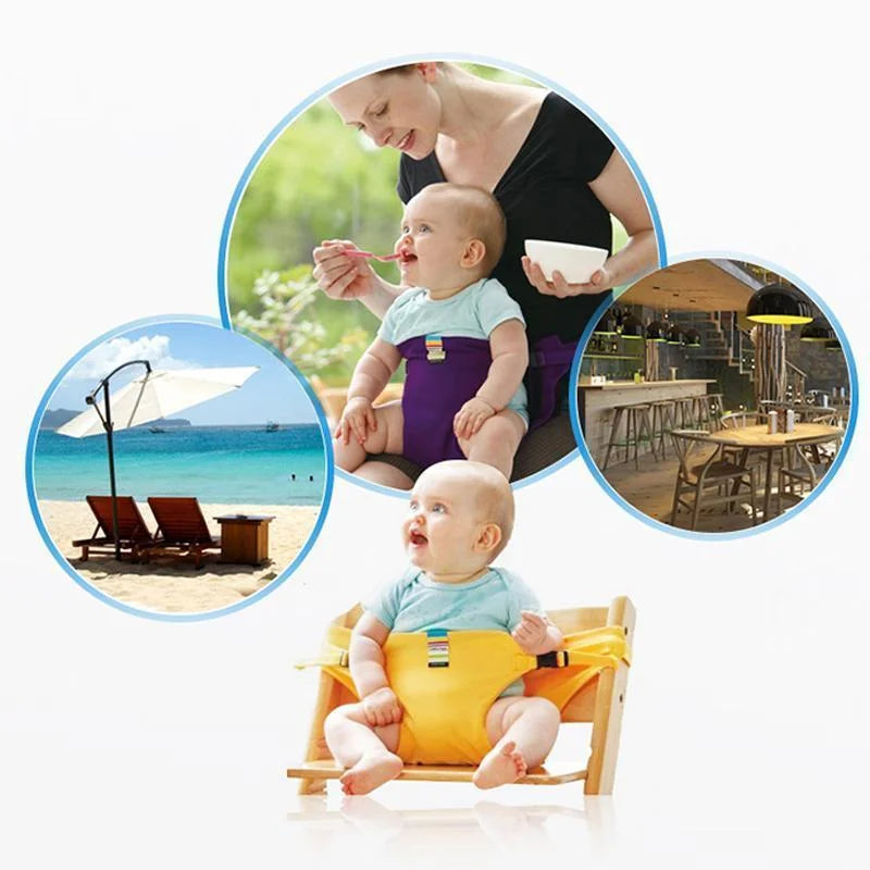 Folding Baby High Seat Strap Portable Kids Baby Chair Travel Washable Infant Feeding Dinning Cover Seat With Safety Belt Aimak Store
