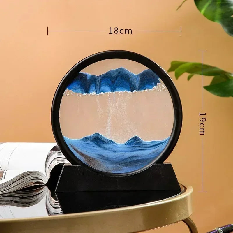 3D Moving Sand Art Round Glass Deep Sea Sandscape Hourglass Quicksand Craft Flowing Sand Painting Office Home Decor Gift Aimak Store