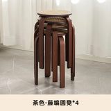 Bamboo Dining Stools Resin Rattan Woven Makeup Chair Stacking Storage Kitchen Seat Stable And Load-bearing Restaurant Furniture Aimak Store