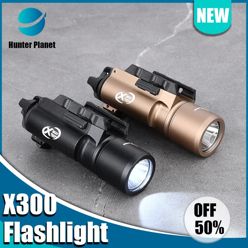Tactical Airsoft Surefir X300U X300 Ultra 600lm LED Flashlight Rifle Weapon Pistol Scout Hunting Gun Outdoor Light Fit 20MM Rail Aimak Store