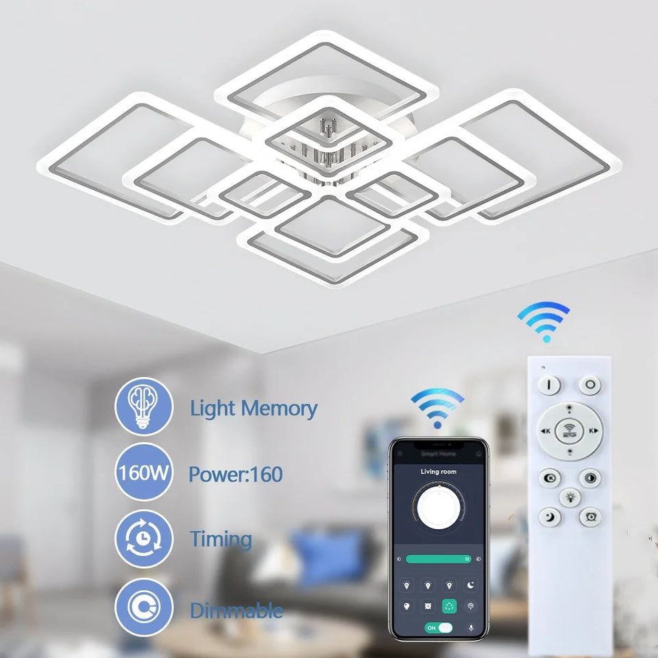 Nordic Pendant Light Ceiling Lamp Modern square LED Chandelier Suitable for Bedrooms Living Rooms Kitchen Dining Lighting Decor Aimak Store