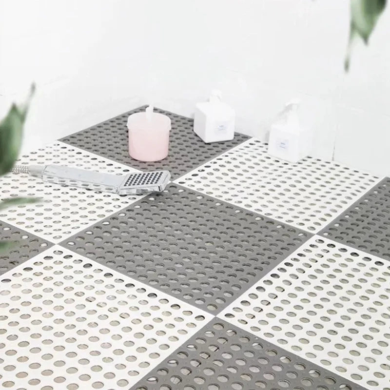 1Pc 30*30 cm Waterproof Bathroom Shower Mats Non-slip Plain Stitching Plaid DIY Cuttable Roll Floor Hollow Splicing Pads Aimak Store