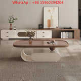 Medieval walnut coffee table living room home modern simple small apartment oval black and white designer coffee table Aimak Store