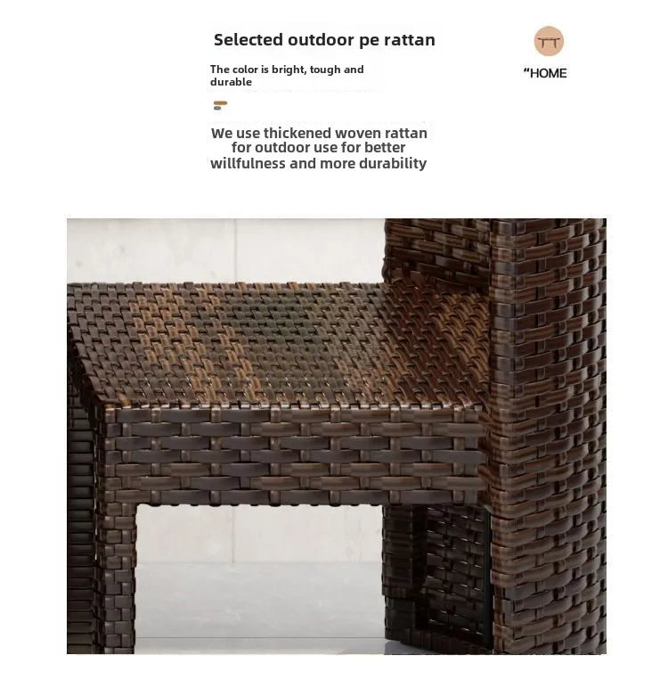 Balcony courtyard leisure table and chair combination rattan chair three piece set tea imitation rattan chair tea table Aimak Store