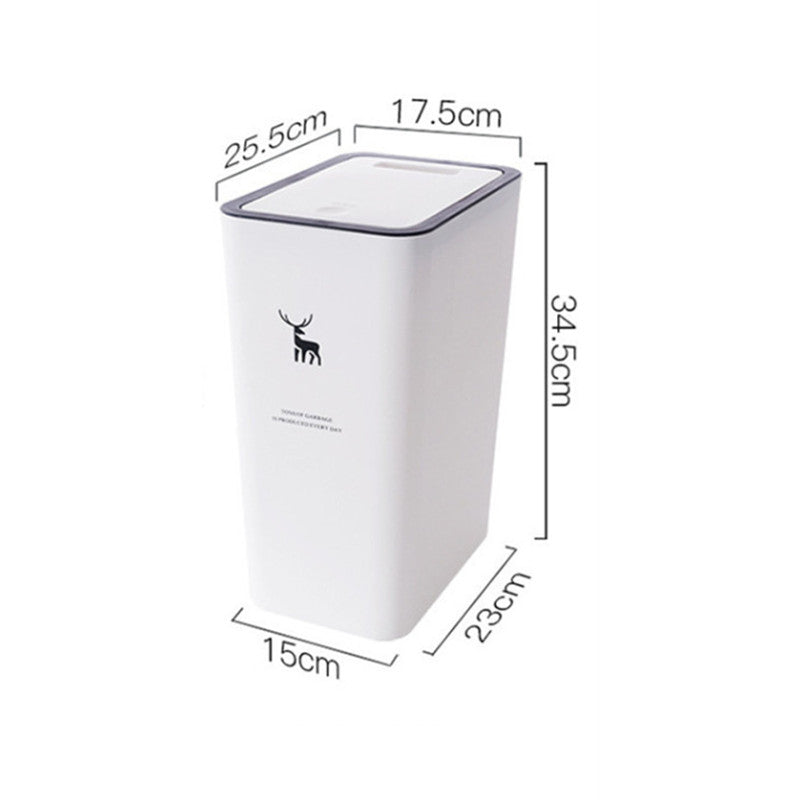 15L Nordic Style Toilet Trash Can Household with Lid Kitchen Classification Presstype Wastebasket Bathroom Rectangular Trash Can Aimak Store