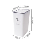15L Nordic Style Toilet Trash Can Household with Lid Kitchen Classification Presstype Wastebasket Bathroom Rectangular Trash Can Aimak Store