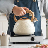New Beige Hammer Pattern Whistle Kettle, Tea Coffee Kettle, European and American Kitchen Utensils, Flat-bottomed Whistle Pot 3L Aimak Store