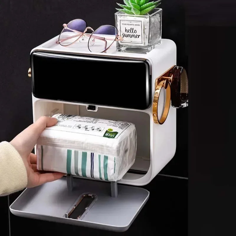 Paper Towel Toilet Paper Holder Waterproof Tissue Box Wall Mount Storage Shelf Rack Paper Storage Box Bathroom Accessories Aimak Store