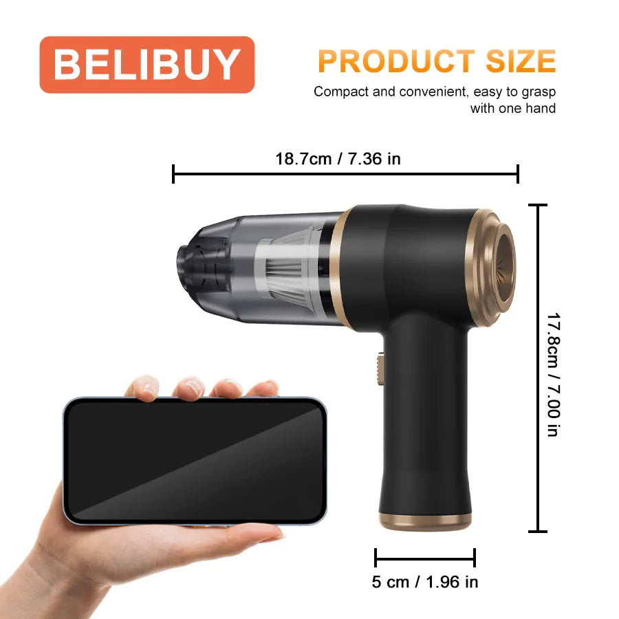 BELIBUY Wireless Car Vacuum Cleaner for Cleaning Bedroom Carpets Portable High Power Function Home Appliance Cleaning Machine Aimak Store