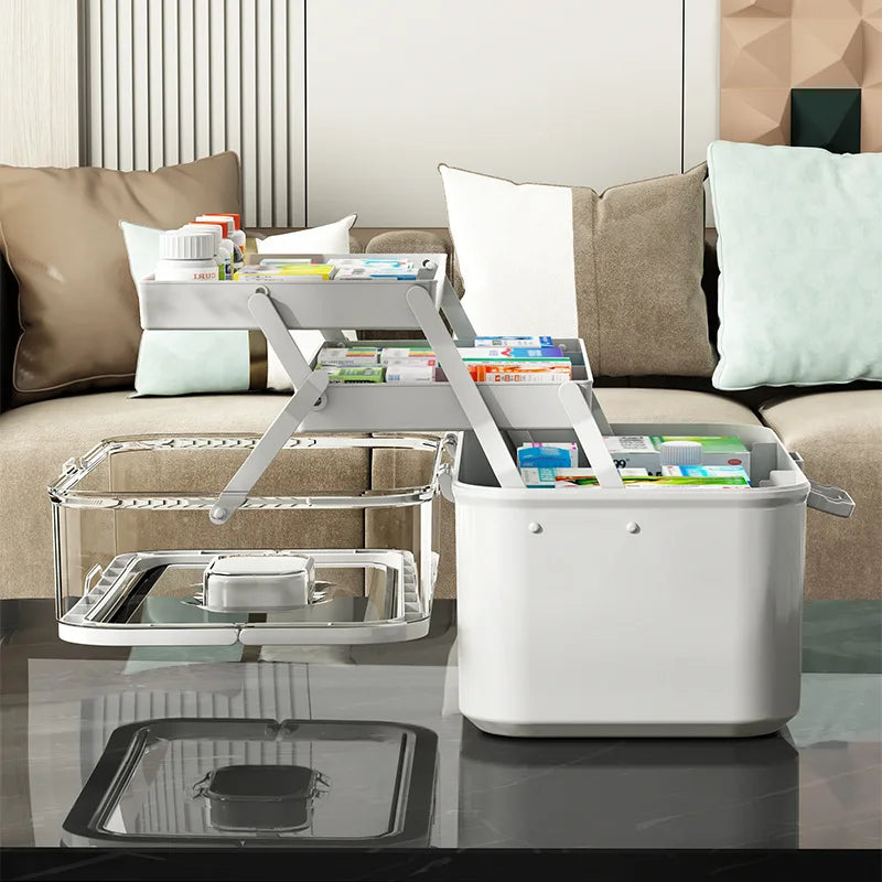 Household Medicine Box Large-capacity Medicine Multi-layer Sorting Storage Box Portable Storage Box for Groceries Aimak Store