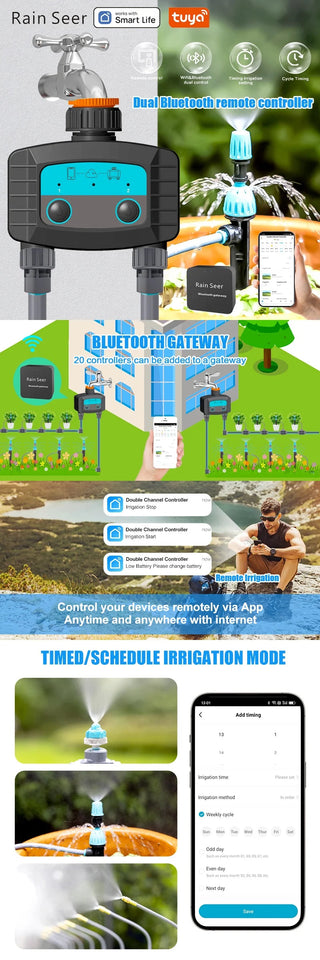 1PCS Tuya Smart Sprinkler Timer ,Dual Bluetooth Garden Hose Watering System, Outdoor Water Timer for Garden Hoses,Programmable Aimak Store