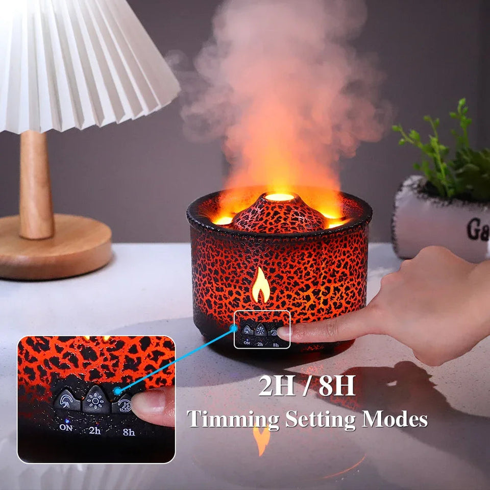 Volcano Flame Air Humidifier Light Ultrasonic Essential Oil Aroma Diffuser for Home Room Fragrance Jellyfish Mist Smoke Steamers Aimak Store
