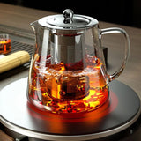 Heat Resistant Glass Teapot with Stainless Steel Tea Strainer Infuser Flower Kettle Kung Fu Teaware Set Puer Oolong Pot Aimak Store