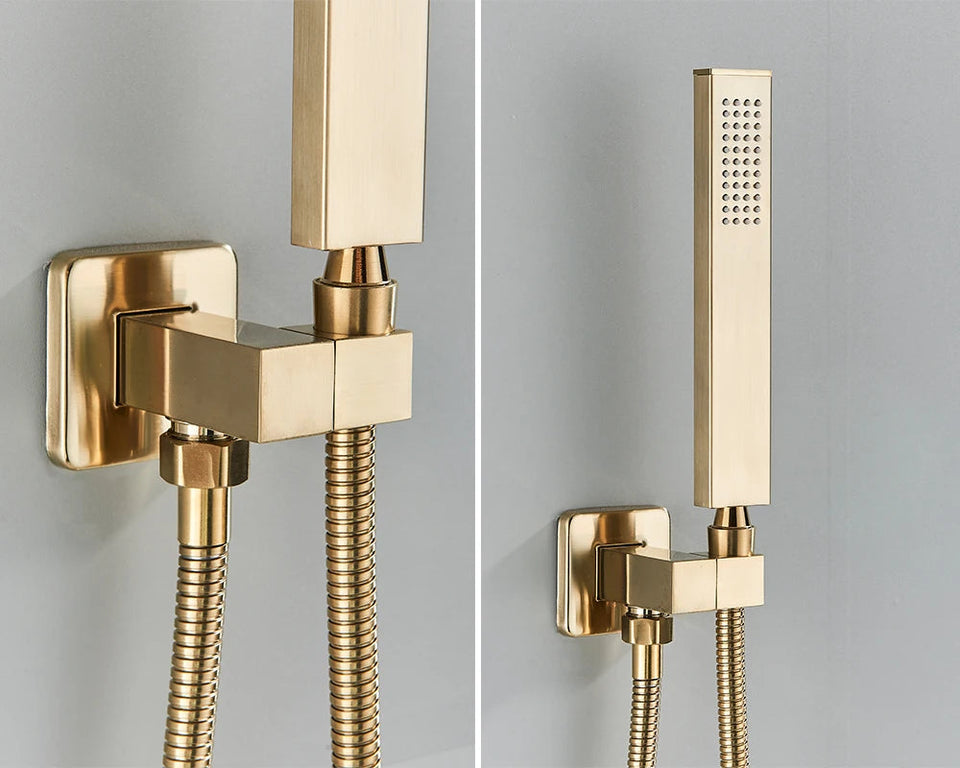 Black Thermostatic Bathroom Shower Faucet Set Remote LED Rainfall Head Faucets Crane 3 Way Concealed Embedded Hot Cold Mixer Tap Aimak Store