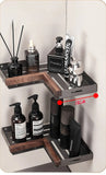 Bathroom Shelf Corner Space Aluminum Wood Bathroom Triangle Basket Shower Room Storage Rack Wall Mounted Aimak Store