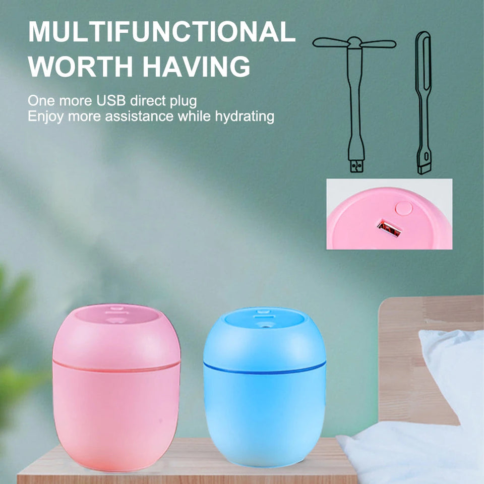 USB Portable Air Humidifier 250ML Essential Oil Diffuser 2 Modes Auto Off with LED Light for Home Car Mist Maker Face Steamer Aimak Store