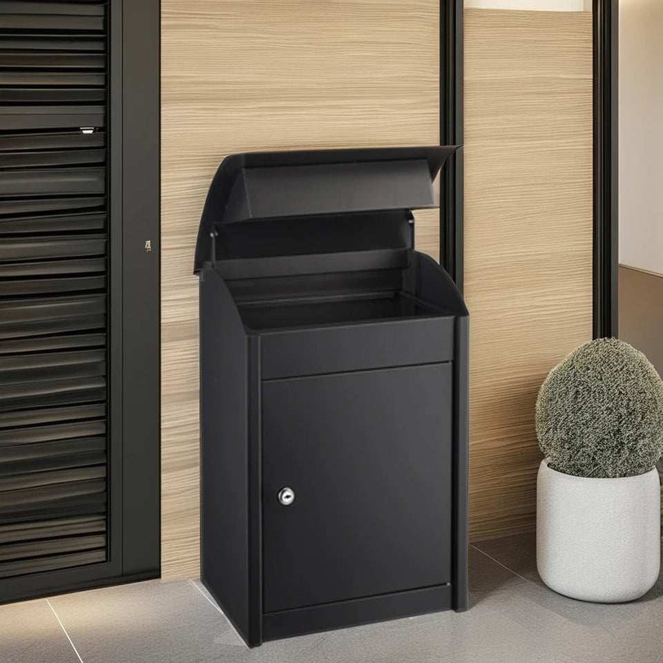 AJF Large Waterproof Outdoor Metal Mailbox Parcel Delivery Drop Box Wall Mount Home Garden Use Steel Newspaper Storage Post Lock Aimak Store
