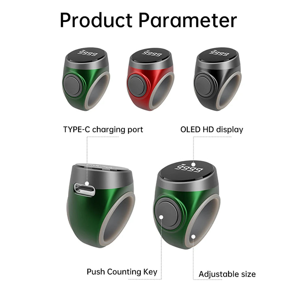 Smart Tasbih Tally Counter Digital Electronic Finger Ring Tally Counter Muslims Tasbeeh Zikr Ring Prayer Time Vibration Reminder Aimak Store