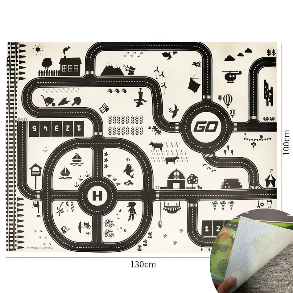 Children Playmat Activity Surface Waterproof Map Kids Animal Road Toy Baby Dinosaur Road Portable Carpet Farm Road Non-Toxic Mat Aimak Store