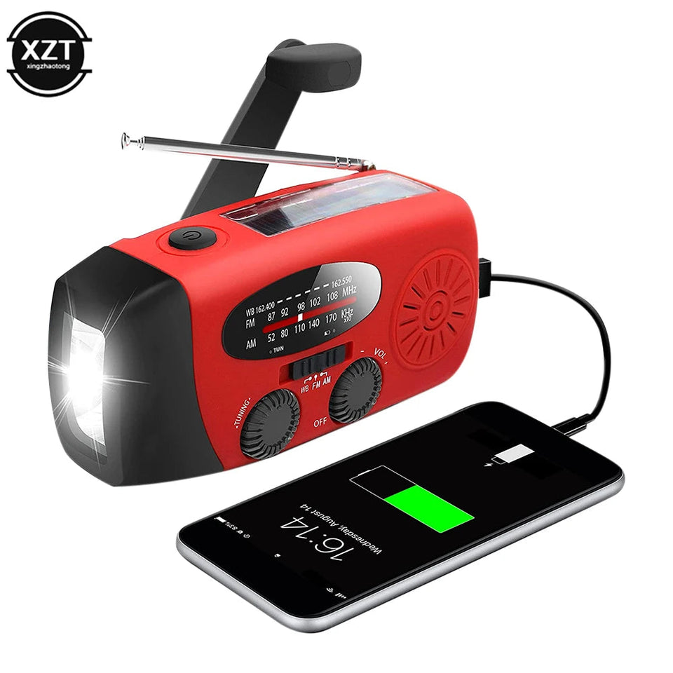 Portable Radio AM/FM/WB Solar Hand Crank Generator LED Lighting Multifunctional Audio Receiver Outdoor Emergency Tools Aimak Store