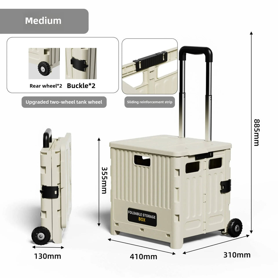 Portable and Foldable Shopping Cart,Home Multifunctional Grocery Cart, Outdoor Trolley Cart, Stall, Camping and Storage Box Aimak Store