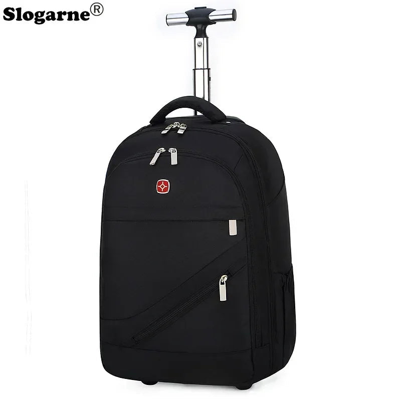 Men Trolley Backpack Shoulders Travel Bag with Wheels 24 Inch Students Rolling Luggage Business Trolley Large Capacity Suitcases Aimak Store