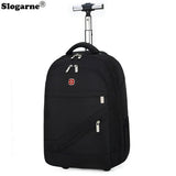 Men Trolley Backpack Shoulders Travel Bag with Wheels 24 Inch Students Rolling Luggage Business Trolley Large Capacity Suitcases Aimak Store