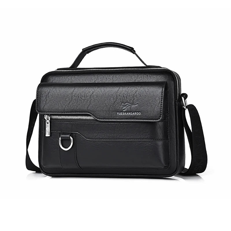 Men'S Briefcase Shoulder Business Square Tote PU Leather Cross Handbag Messenger Crossbody Square Side Phone Pouch Hand Bag Male Aimak Store