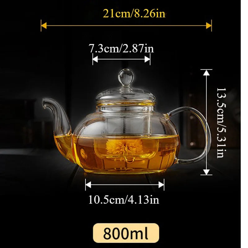 400ml/1000ml Heat-resistant Glass Tea Pot Flower Kettle Kung Fu Teawear Set Tea Strainer Infuser Puer Oolong Barley Pot Teaware Aimak Store