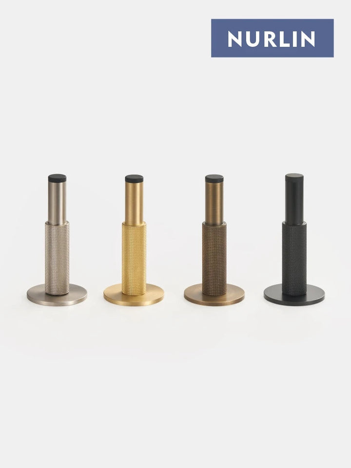 Nurlin Brass  Knurled Door Stops Bathroom Door Room Stopper Heavy Duty Floor Wall Mount Bumper Door Holder Catch Antique Brass Aimak Store