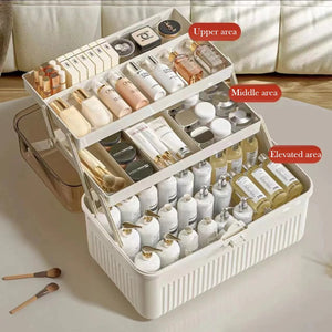 Art Craft Organizer Storage Box with 3 Layers Plastic Tool Box with Handle for Sewing Cosmetic Storage Box Portable Medicine Box Aimak Store