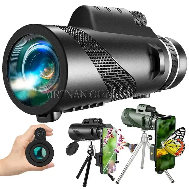 Monocular Telescope Long Range Zoom Hd Bak4 Prism Telescope with/without Tripod Phone Clip Hunting Outdoor Camping Aimak Store