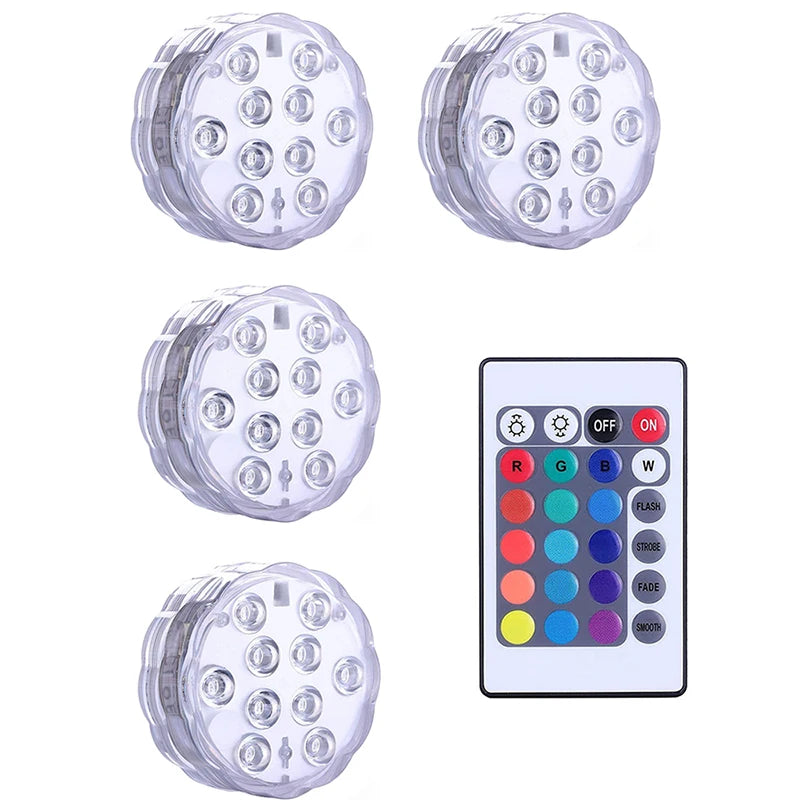 10 LEDs Submersible Light with Remote Control Underwater Night Lamp for Pool Vase Bowl Wedding Party Decoration Underwater Light Aimak Store