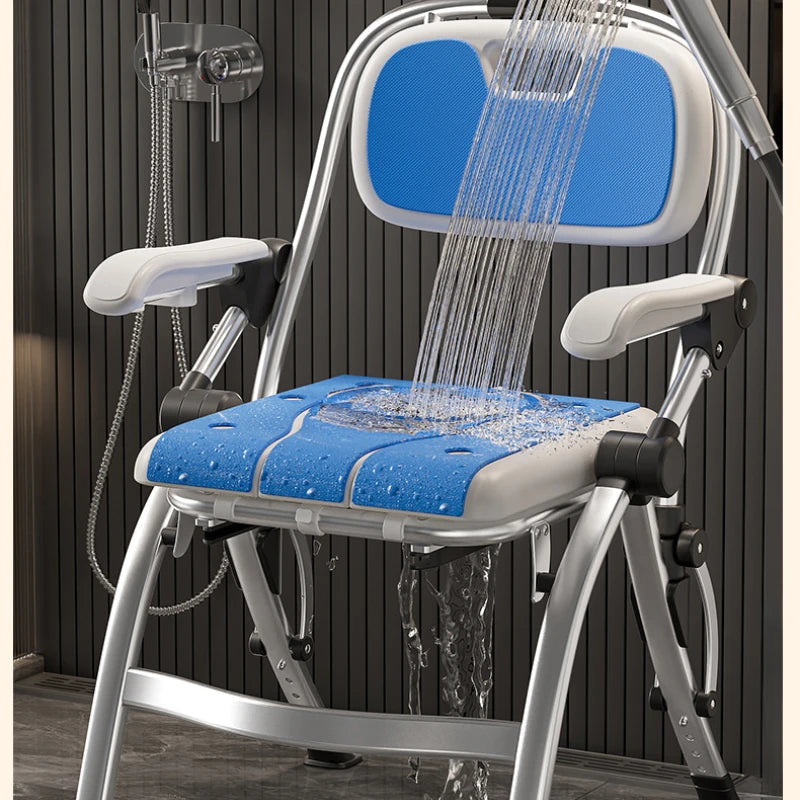 Bathroom Chair for Elderly with Backres Folding Shower Seat for Safety Non-Slip Locking Ideal for Senior Citizen Pregnant Women Aimak Store