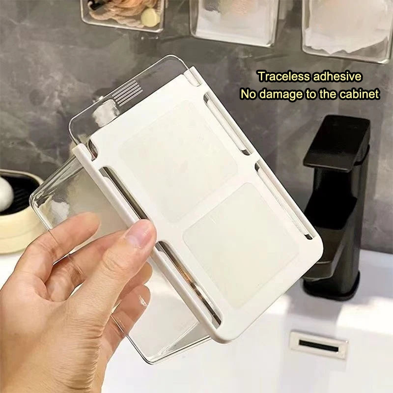 Transparent Bathroom Cotton Stick Makeup Cotton Bathroom Pull-Out Storage Drawer Style Storage Box Under The Mirror Cabinet Aimak Store