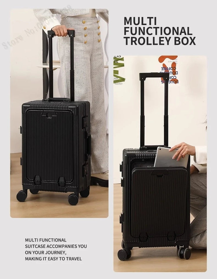 New Front Opening Suitcase Cabin Trolley Case 20/24/26/28 inch Aluminum Frame Large Capacity Luggage usb Charging TSA Lock Aimak Store