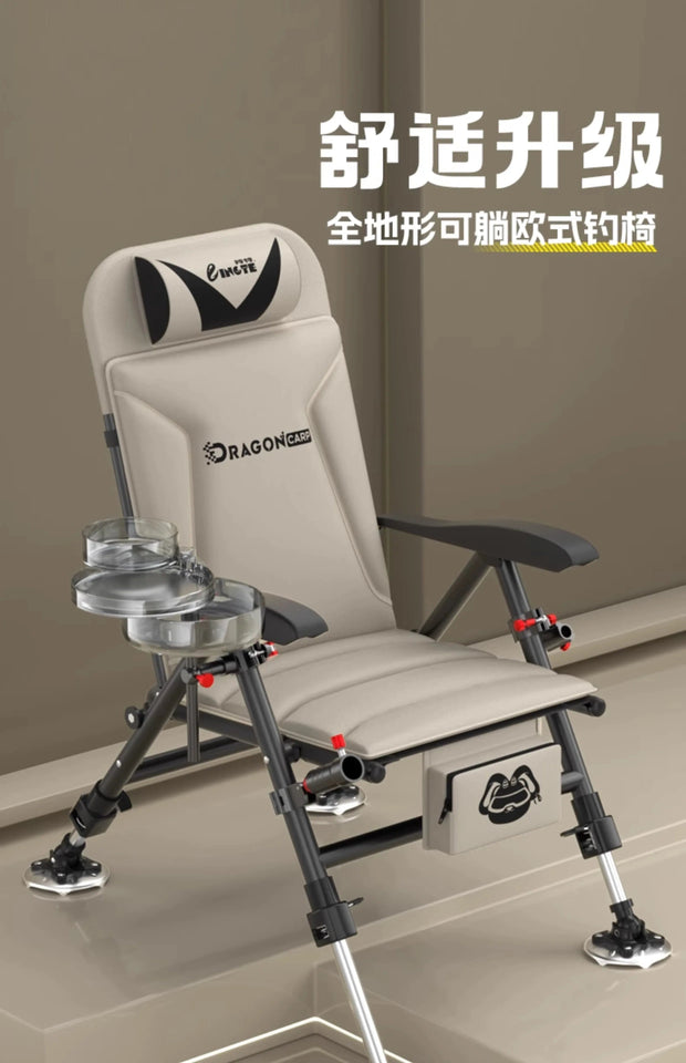 Ultralight European Folding Lounge Chair Fishing All-Terrain Portable Recliner Infinite Height Adjustment Ergo Wide Seat Comfort Aimak Store