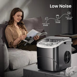 AGLUCKY Ice Makers Countertop with Handle,26.5Lbs/24H,9 Cubes in 6 Mins,2 Sizes of Bullet ,Portable Machine with Self-Cleaning Aimak Store