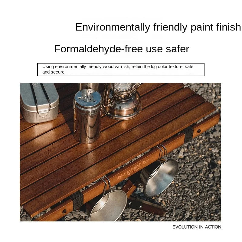 DZ Solid Wood Chicken Roll Table Kutuo Outdoor Folding Table Camping Table Beech Solid Wood Large Log Camping Chicken Roll Table Aimak Store