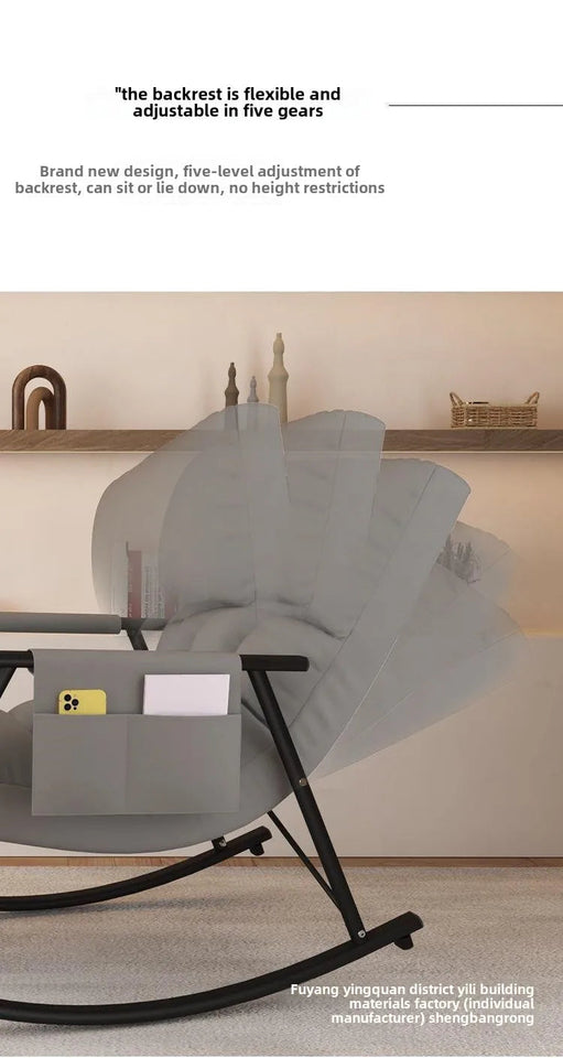 Modern Folding Rocking Chair for Adults Luxury Lite Recliner with Adjustable Backrest Balcony Lounges, Living Rooms Relaxation Aimak Store