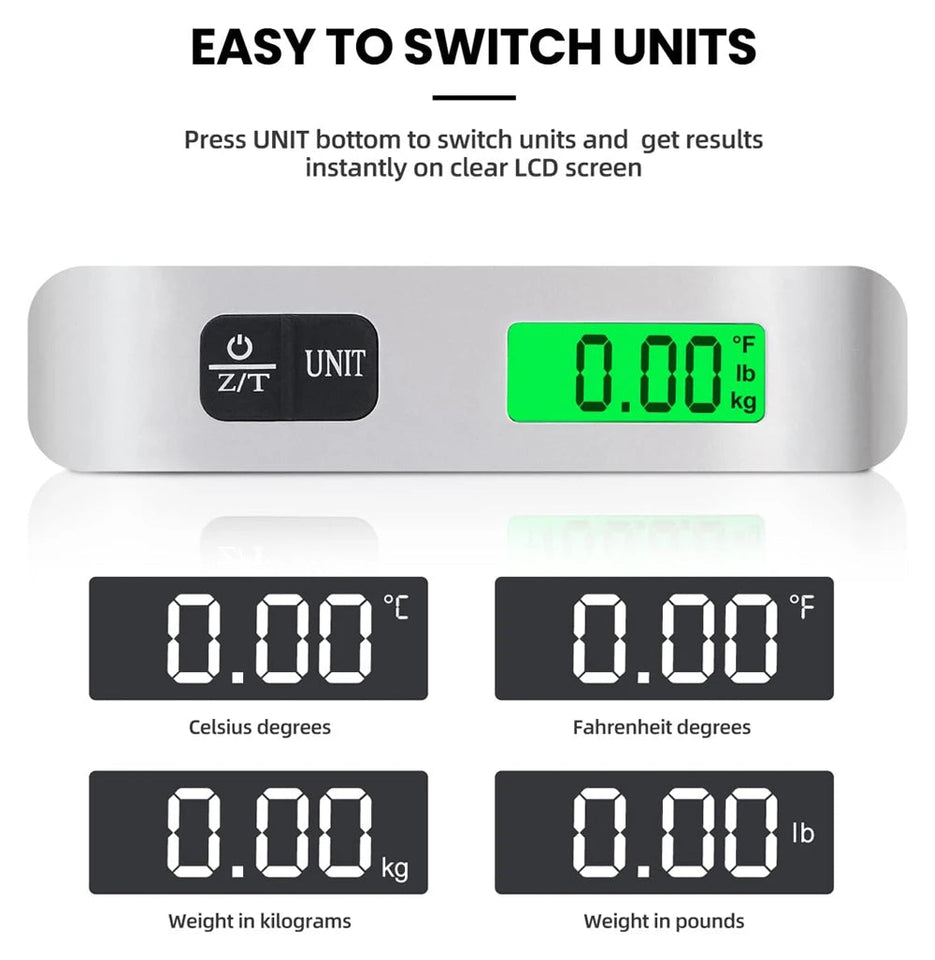 110lb/50kg Portable Electronic Hand Luggage Scale LCD Digital Display Balance Scale Suitcase Travel Weighs Baggage Weight Tool Aimak Store