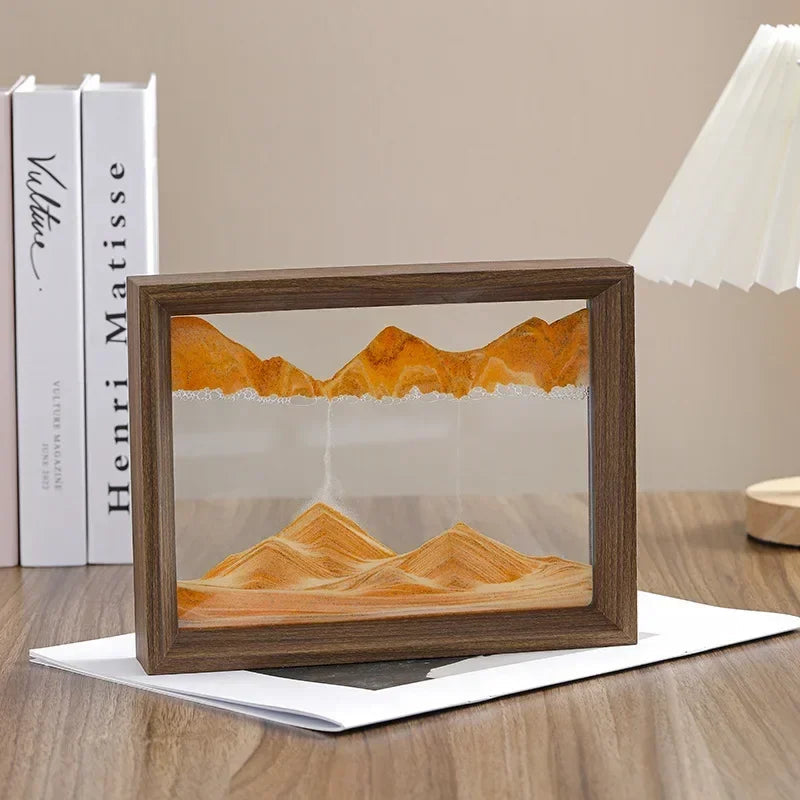 3D Sandscape Moving Sand Art Picture Wooden Frame Quicksand Liquid Hourglass Craft Flowing Sand Painting Office Home Decor Gifts Aimak Store