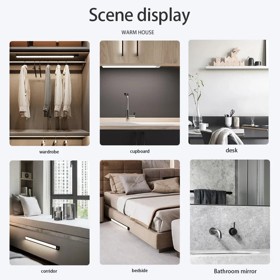 10/20/30/40/50CM Under Cabinet Led Light Sensor Movement Rechargeable Wireless Led Lamp Night Light Cupboard Bedroom Wardrobe Aimak Store