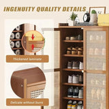 Bamboo Shoe Cabinet, 2-Door Entrance Shoe Cabinet, 7-Layer Standing Shoe Storage Box, Adjustable Shelf, Retro Shoe Cabinet Shoe Aimak Store