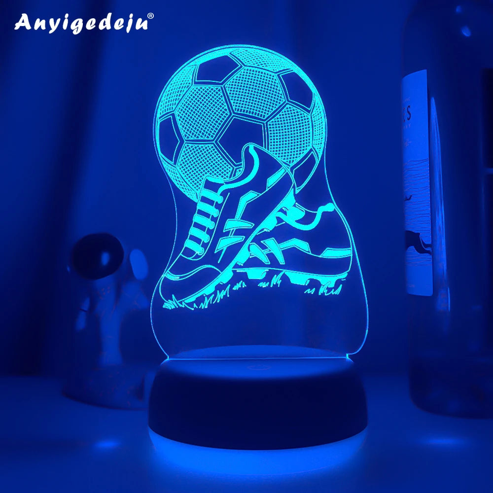 New 3d Illusion Kids Night Light Football 7 Colors Changing Nightlight for Child Bedroom Atmosphere Soccer Room Desk Lamp Gifts Aimak Store